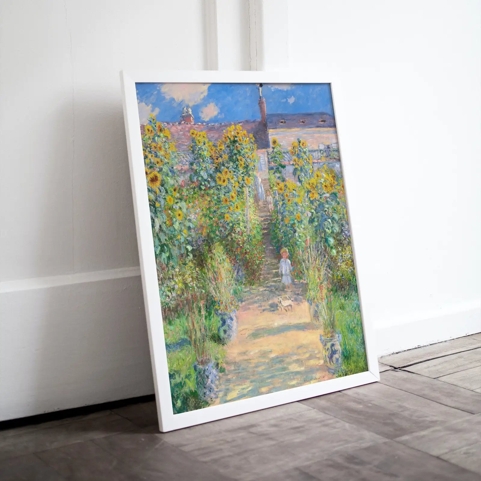 Jardin avec des tournesols, célèbre peinture de Claude Monet. Téléchargement instantané de décor vintage. Impression botanique de Monet à imprimer. Décor vintage