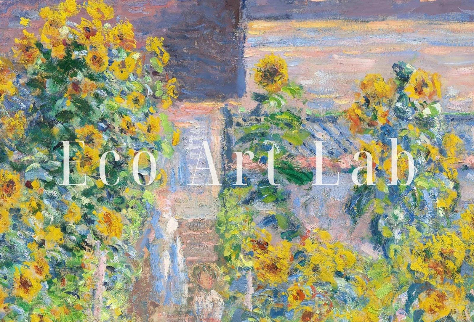 Jardin avec des tournesols, célèbre peinture de Claude Monet. Téléchargement instantané de décor vintage. Impression botanique de Monet à imprimer. Décor vintage