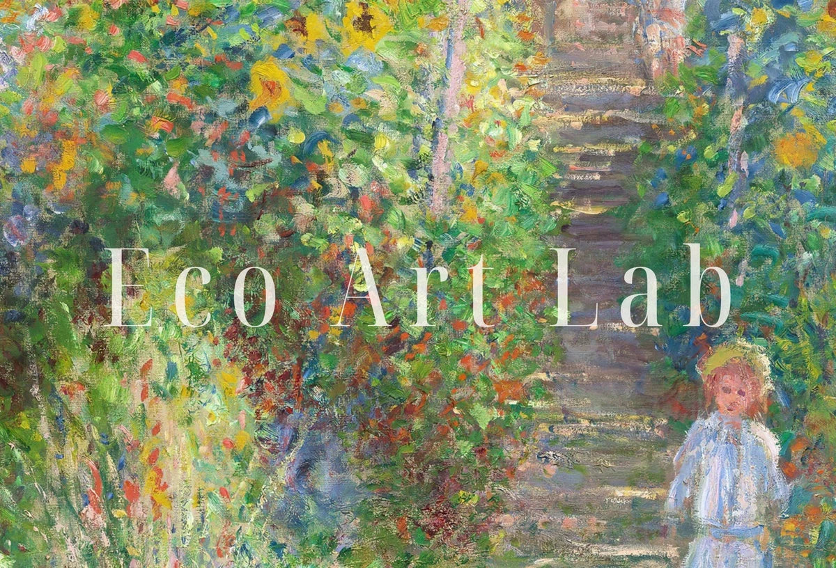 Jardin avec des tournesols, célèbre peinture de Claude Monet. Téléchargement instantané de décor vintage. Impression botanique de Monet à imprimer. Décor vintage