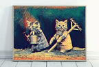 Included artwork preview showing first selection of artworks from Gardening Cats Digital Painting, Polygons Printable Wall Art, for Home or Office Decor, Kittens Print Art Instant Download.