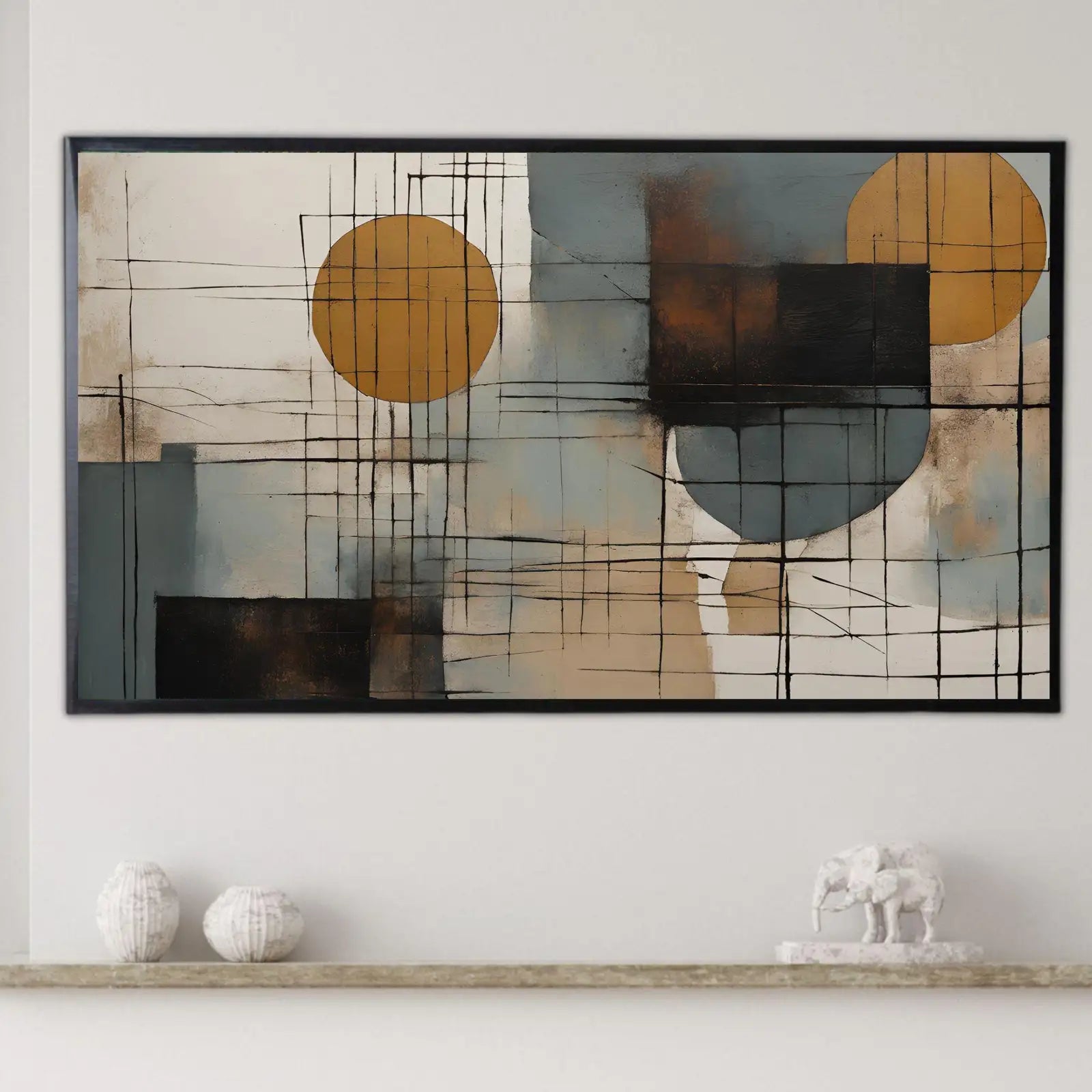 Geometric Abstract Art For Frame TV. Wabi Sabi Decor. Mid Century Modern and Japandi Wall Art Inspiration. Instant Download – Frame TV Digital Download Art – Digital Download