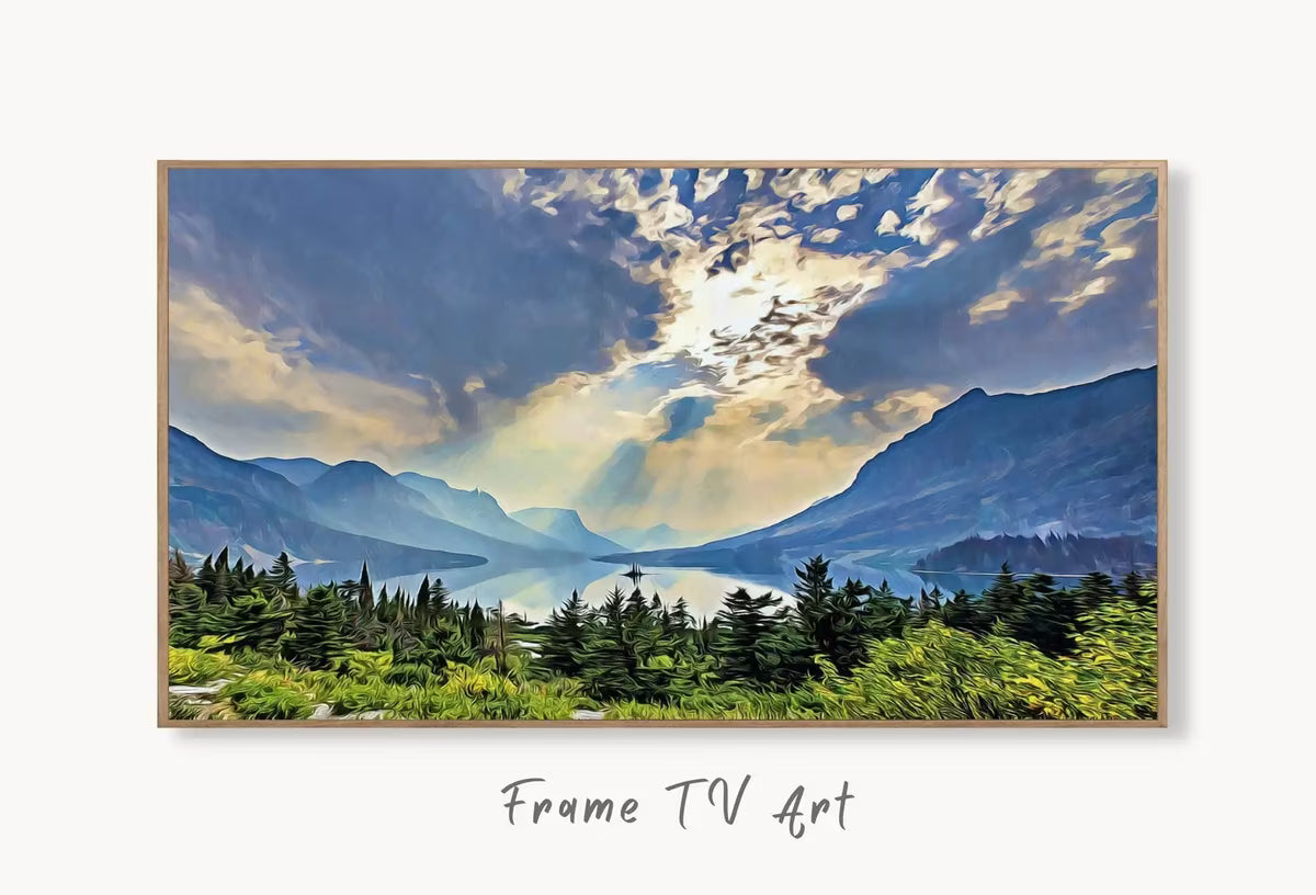 Glacier National Park Art Digital Painting Frame TV Art. Landscape Samsung Frame TV Art Downloadable Nature Art for TV Colorful Frame Tv Art – Frame TV  Art
