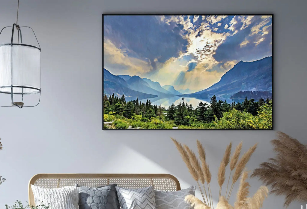 Second included artwork preview from Glacier National Park Poster Instant Download Printable Wall Art. Landscape With Lake and Mountains Wall Art. Colorful Nature Print Decor featuring various scenes.