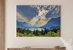 Detail view of artwork from Glacier National Park Poster Instant Download Printable Wall Art. Landscape With Lake and Mountains Wall Art. Colorful Nature Print Decor. (variation 1)