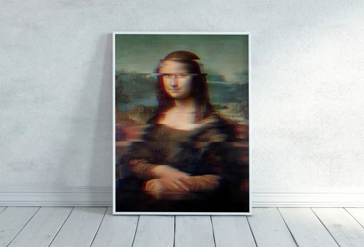 Glitch Art Altered Classic Painting Set of 2 Prints. Girl w Pearl Earring & Mona Lisa. Printable Altered Vintage Famous Classic Art Prints. – Printable Wall Art Set