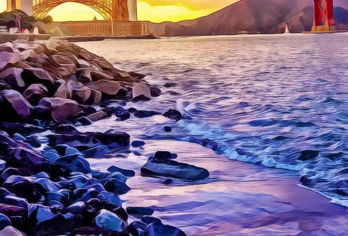 Golden Gate Bridge Print, San Francisco Wall Art. Colorful California Painting Poster. Architectural Wall Decor. Golden Gate Photo – Printable Wall Art