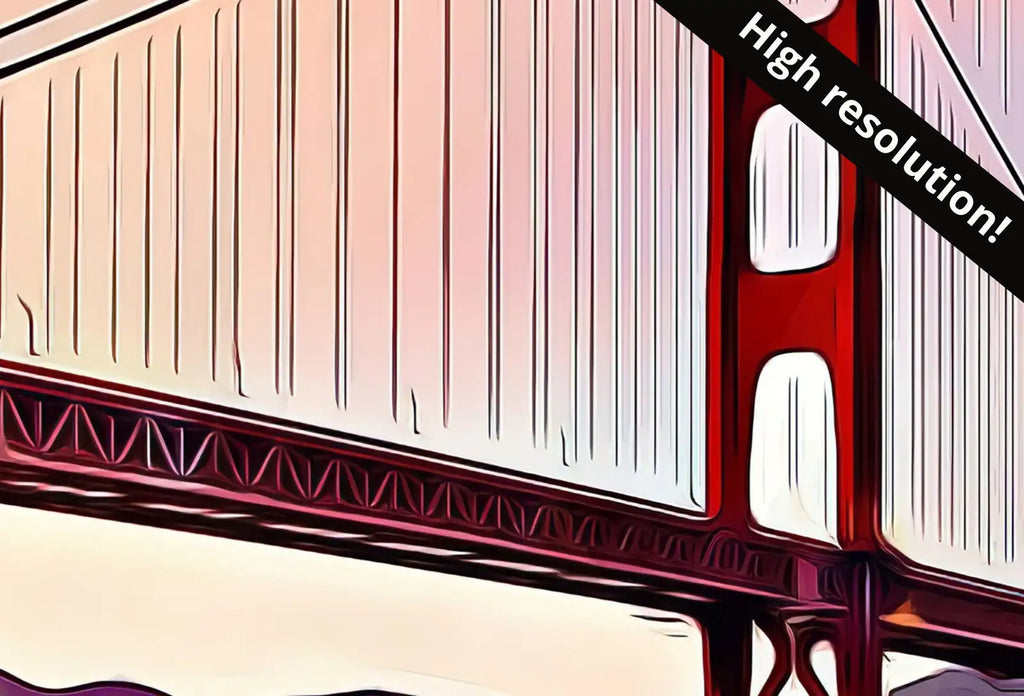Second included artwork preview from Golden Gate Bridge, San Francisco California Art. Colorful Digital Painting Downloadable Art. California Landscape San Francisco Art Print featuring various scenes.