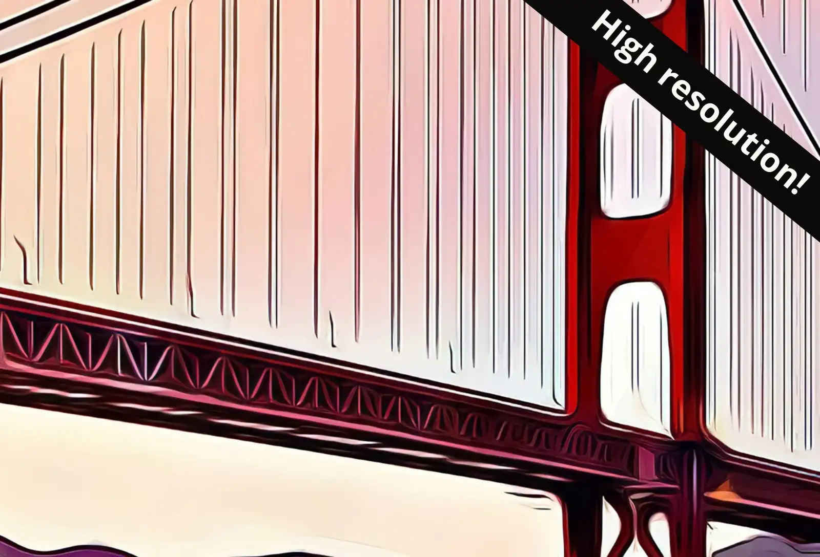 Second included artwork preview from Golden Gate Bridge, San Francisco California Art. Colorful Digital Painting Downloadable Art. California Landscape San Francisco Art Print featuring various scenes.