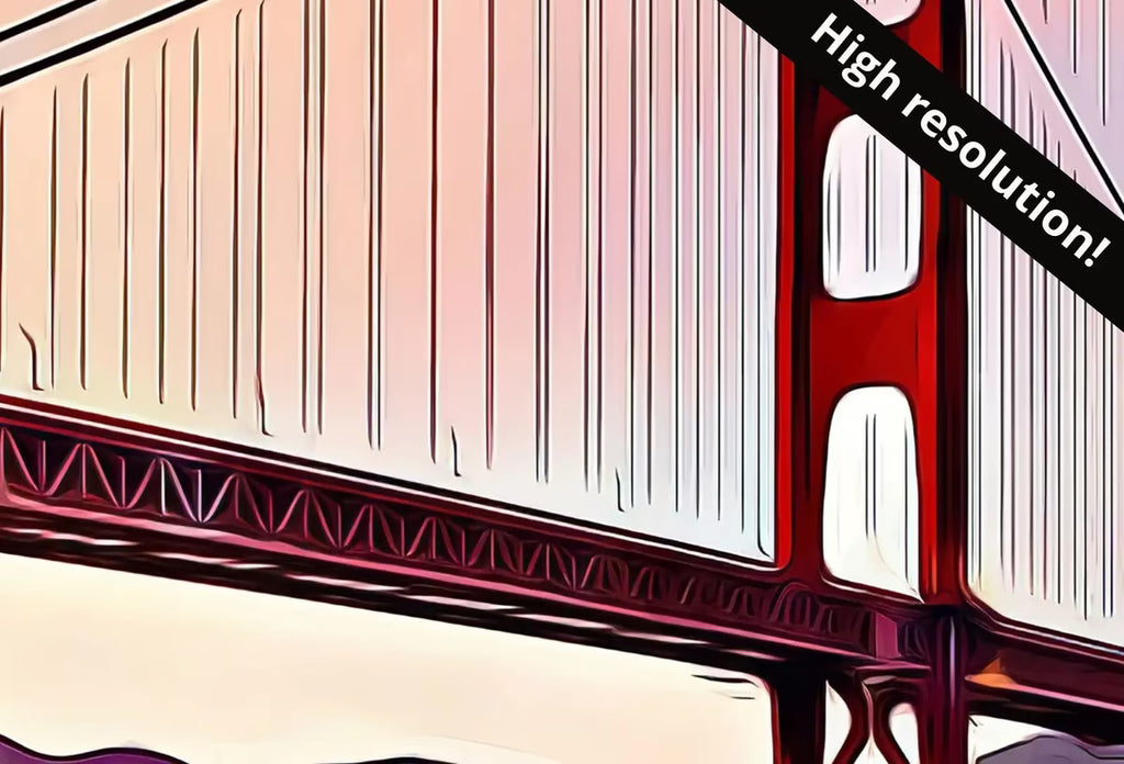 Golden Gate Bridge, San Francisco California Art. Colorful Digital Painting Downloadable Art. California Landscape San Francisco Art Print – Printable Wall Art