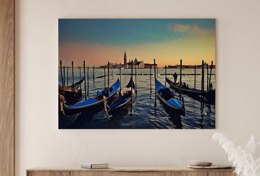 Gondolas in Venice City Landscape Painting. Printable Wall Art. Digital Art Venice Print Instant Download. Home or Office Decor Italy Poster – Printable Wall Art