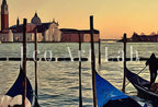 Detail view of artwork from Gondolas in Venice City Landscape Painting. Printable Wall Art. Digital Art Venice Print Instant Download. Home or Office Decor Italy Poster. (variation 2)