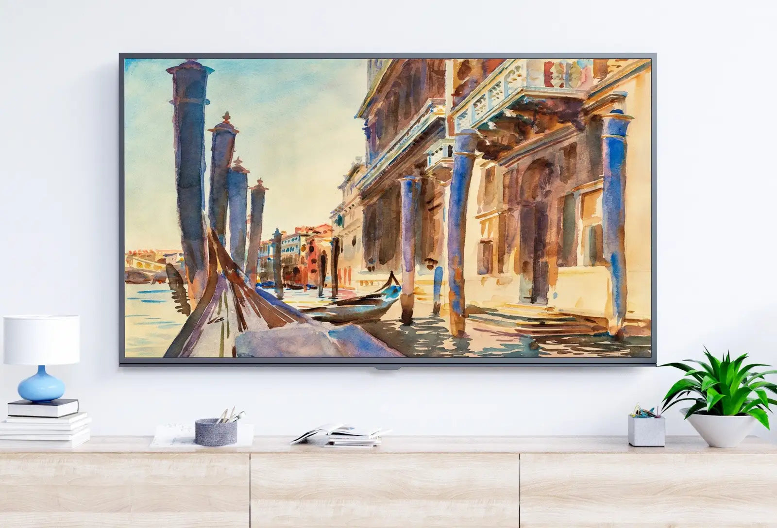 Gondolas in Venice City Painting Frame TV Art. Venice Italy Wall Art, Frame TV Art Digital Download, Art for Tv, Colorful Art for Frame TV – Frame TV Digital Download Art – Digital Download