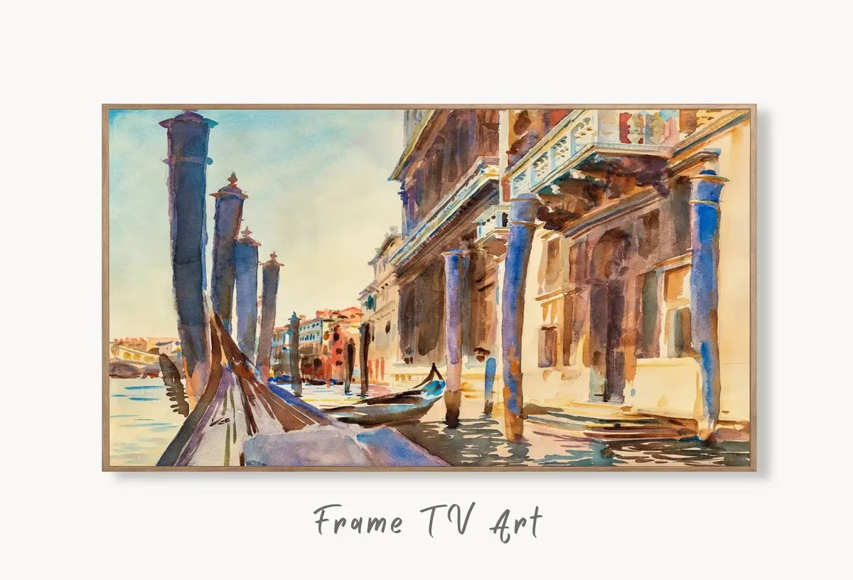 Gondolas in Venice City Painting Frame TV Art. Venice Italy Wall Art, Frame TV Art , Art for Tv, Colorful Art for Frame TV – Frame TV  Art