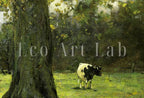 Grazing Cows Rustic Meadow Painting. Printable Antique Cow Art. Vintage Farmhouse Print. Country Landscape Painting. Vintage Landscape. – Printable Wall Art