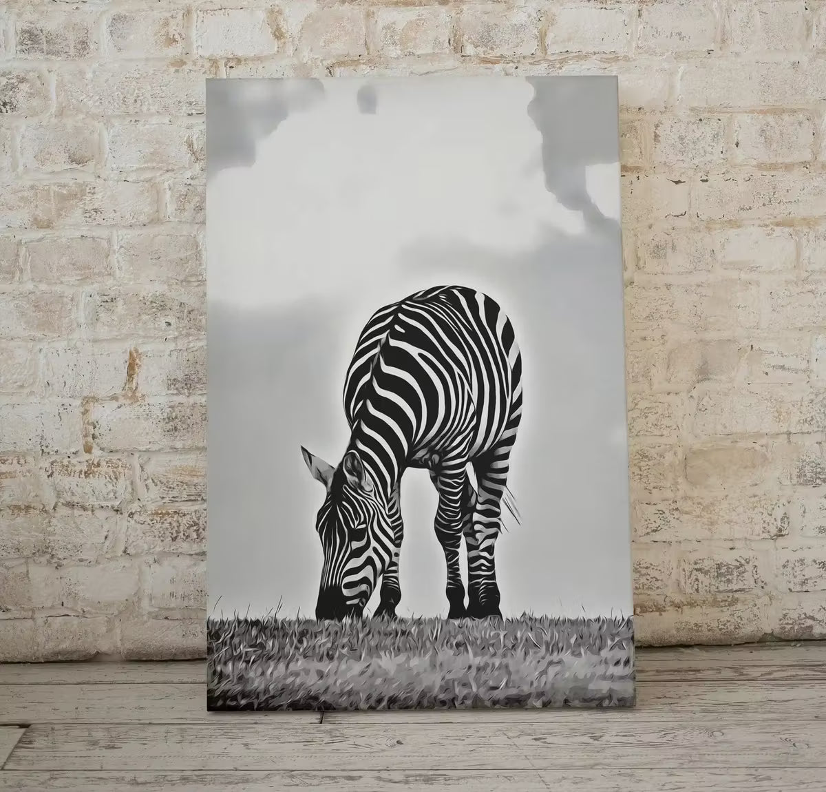 Grazing Zebra Black and White Printable Wall Art. Zebra Digital Print Black and White Art Vertical Downloadable Art. Safari Animals Print – Printable Wall Art