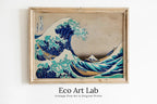 Framed view of Great Wave off Kanagawa Famous Japanese Painting Vintage Wall Art Printable Poster. 19th Century Japanese Vintage Wall Art. Japanese Wave – printable wall art digital download.