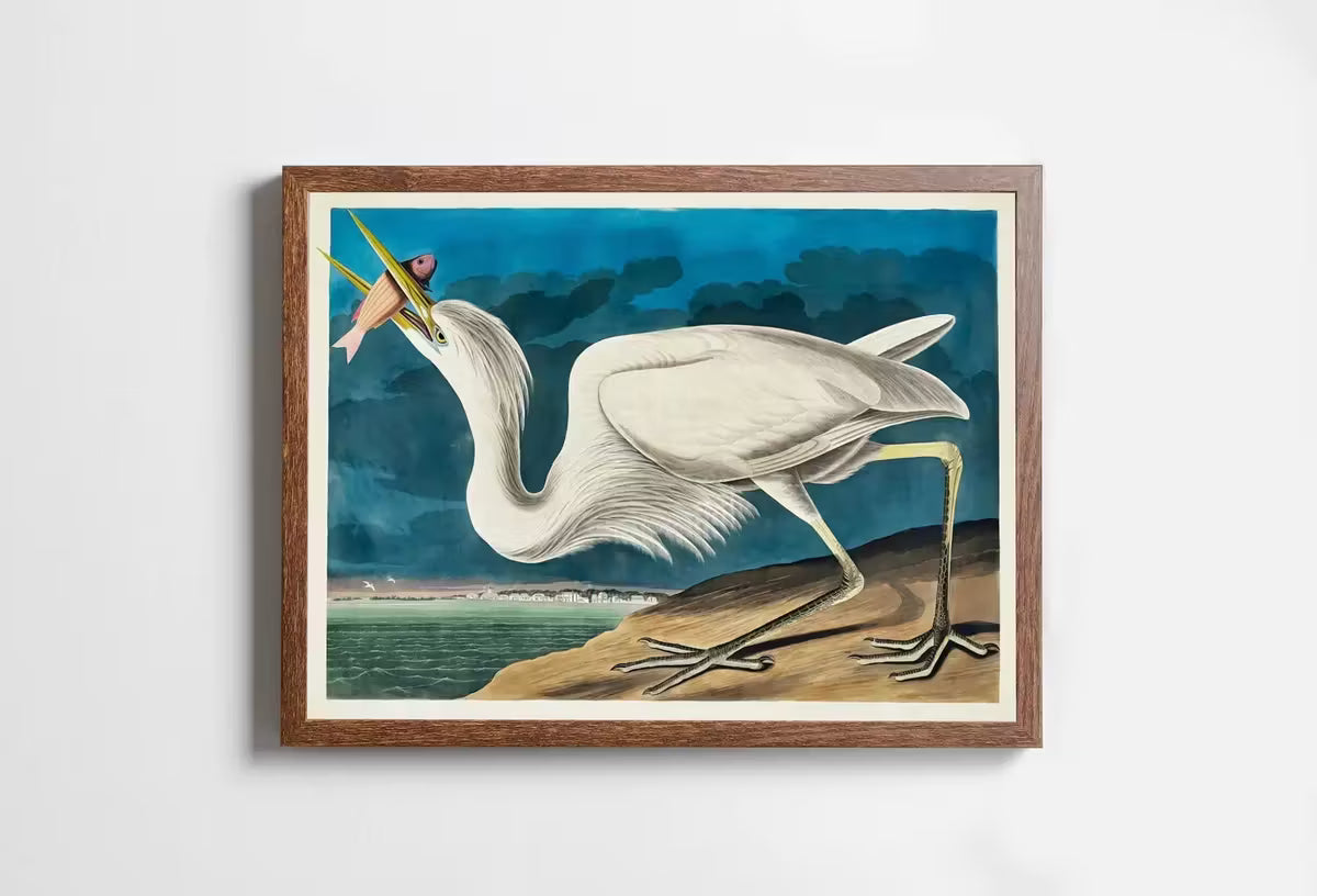 Great White Heron Vintage Tropical Bird Printable Wall Art. Wildlife Nature Colorful Tropical Decor. Instant Download. Bird Poster Art Print – Printable Wall Art