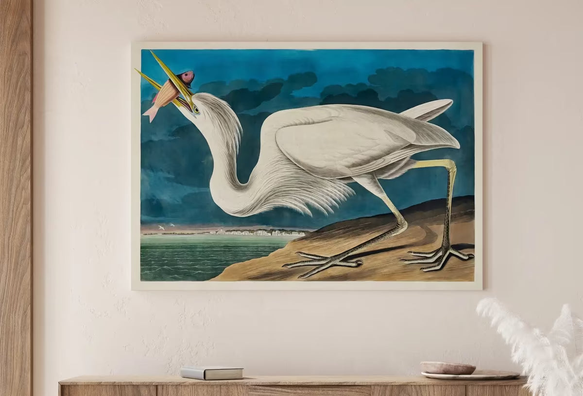 Great White Heron Vintage Tropical Bird Printable Wall Art. Wildlife Nature Colorful Tropical Decor. Instant Download. Bird Poster Art Print – Printable Wall Art