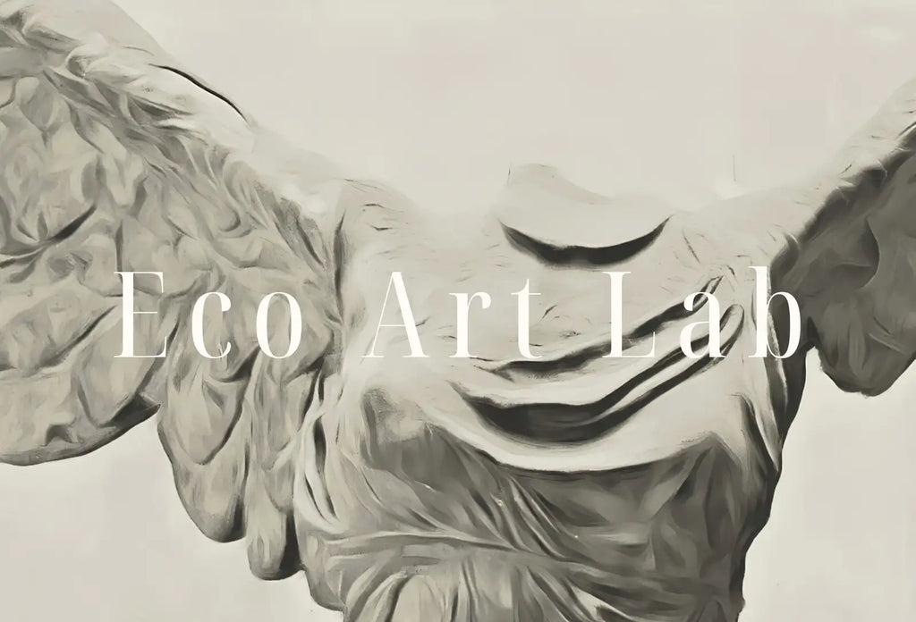 Detail view of artwork from Greek Mythology Winged Victory of Samothrace Printable Wall Art. Greek Sculpture Decor, Aesthetic Minimalist Decor Greek Goddess Statue.. (variation 1)