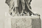 Detail view of artwork from Greek Mythology Winged Victory of Samothrace Printable Wall Art. Greek Sculpture Decor, Aesthetic Minimalist Decor Greek Goddess Statue.. (variation 2)
