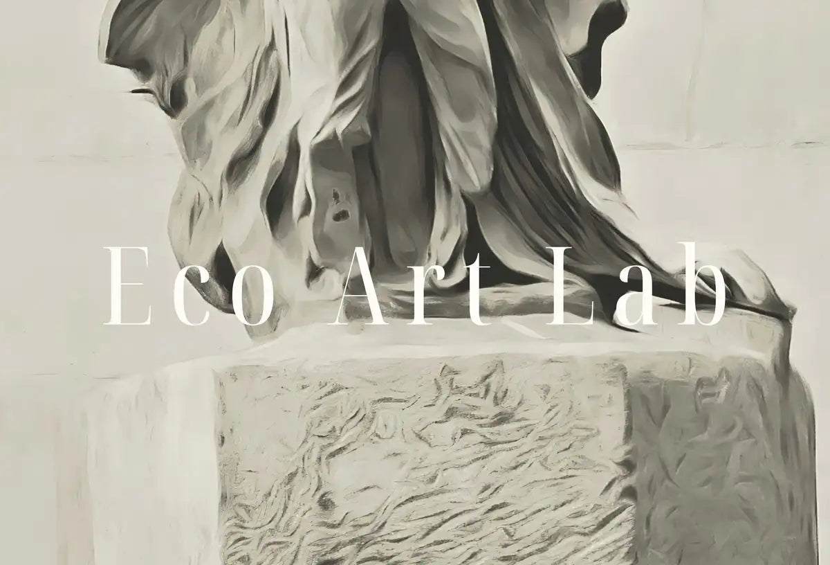 Detail view of artwork from Greek Mythology Winged Victory of Samothrace Printable Wall Art. Greek Sculpture Decor, Aesthetic Minimalist Decor Greek Goddess Statue.. (variation 2)