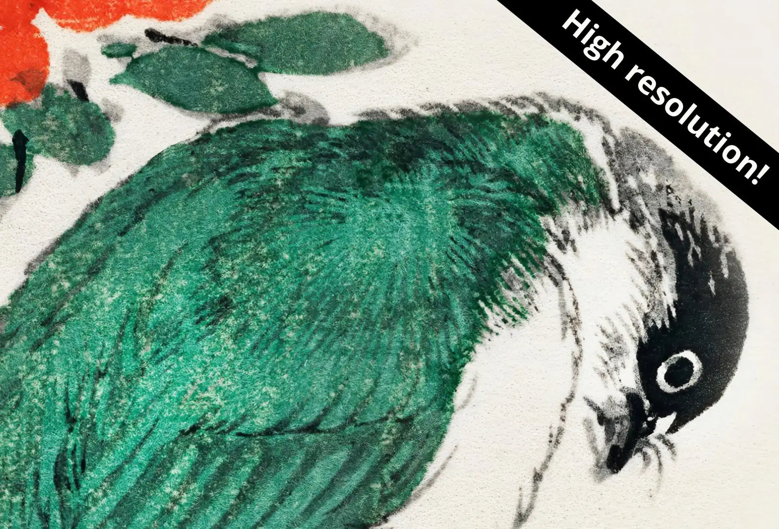 Second included artwork preview from Green Bird on Branch Vintage Japanese Painting. Japanese Wall Art Printable Poster. 19th Century Japanese Vintage Wall Art, Bird Asian Art featuring various scenes.