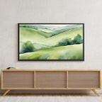 Green Countryside Art For Samsung Frame TV I Minimalist Nature Decor For Frame TV I Watercolor Wall Design For Modern Spaces – Frame TV  Art