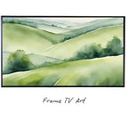 Green Countryside Art For Samsung Frame TV I Minimalist Nature Decor For Frame TV I Watercolor Wall Design For Modern Spaces – Frame TV  Art