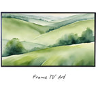 Green Countryside Art For Samsung Frame TV I Minimalist Nature Decor For Frame TV I Watercolor Wall Design For Modern Spaces – Frame TV Digital Download Art – Digital Download