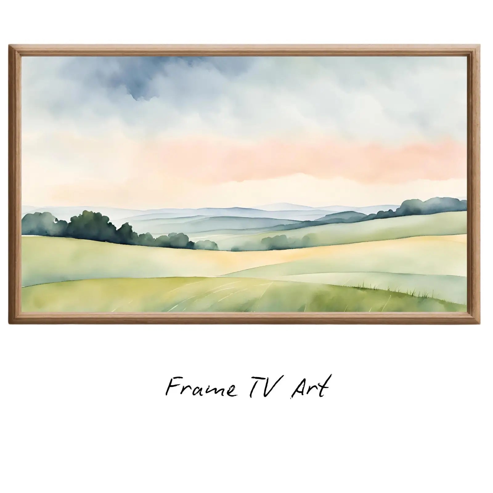 Green Countryside Landscape Art. Frame TV 4K Decor. Minimalist Design Wall Art. – Frame TV Digital Download Art – Digital Download