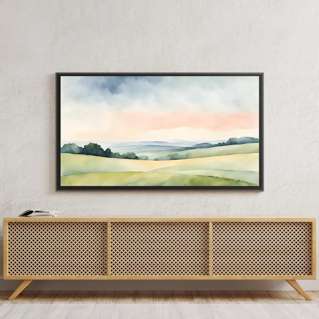 Green Countryside Landscape Art. Frame TV 4K Decor. Minimalist Design Wall Art. – Frame TV Digital Download Art – Digital Download