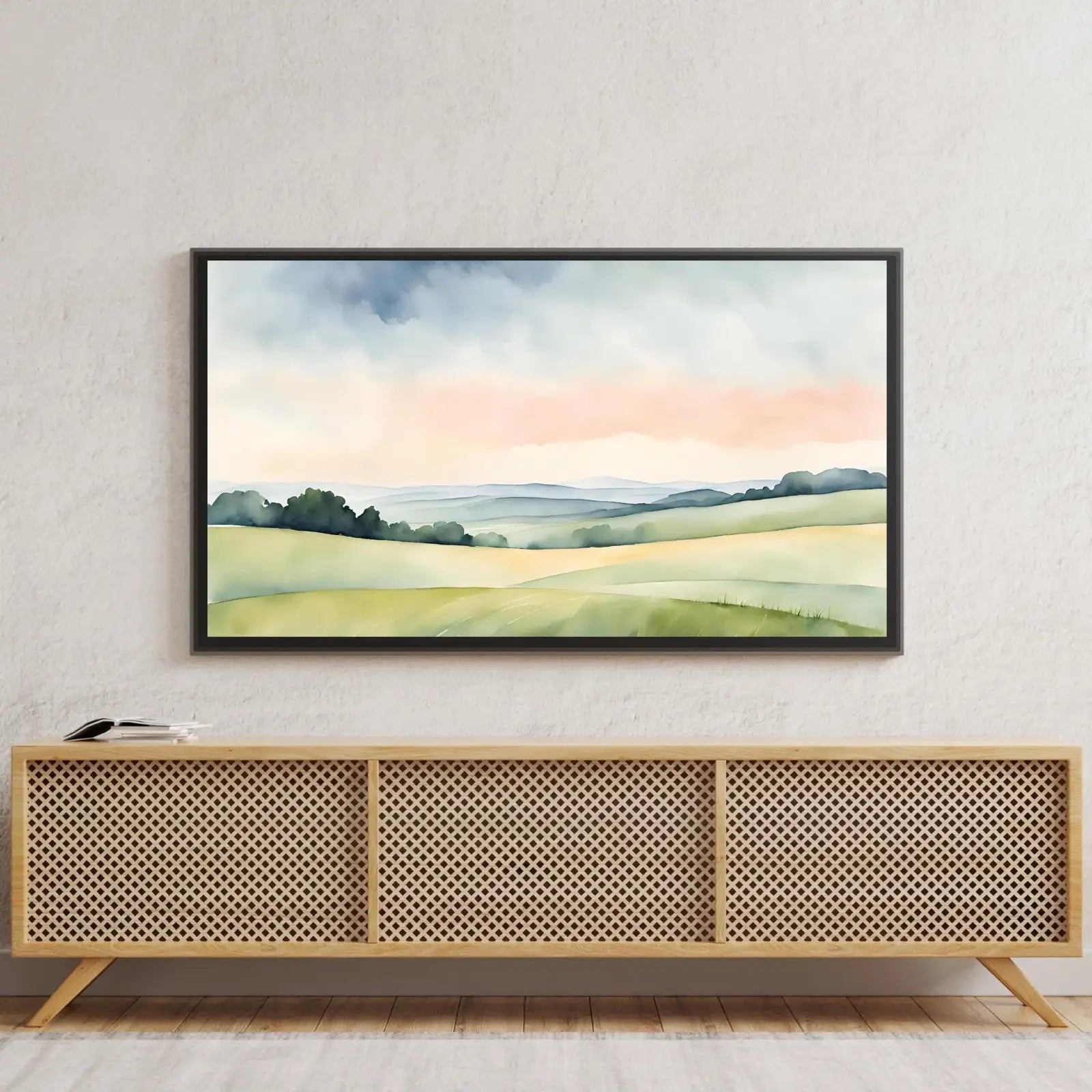 Green Countryside Landscape Art. Frame TV 4K Decor. Minimalist Design Wall Art. – Frame TV Digital Download Art – Digital Download