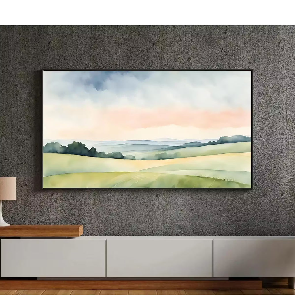 Green Countryside Landscape Art. Frame TV 4K Decor. Minimalist Design Wall Art. – Frame TV  Art