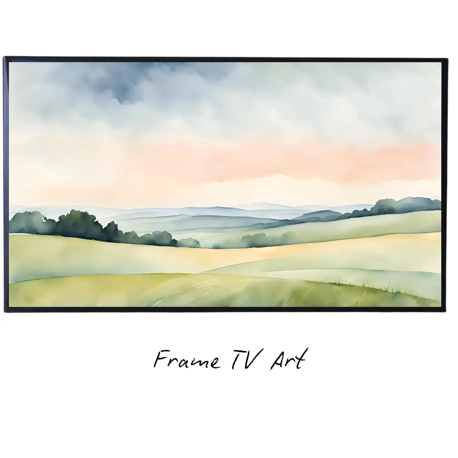Green Countryside Landscape Art. Frame TV 4K Decor. Minimalist Design Wall Art. – Frame TV Digital Download Art – Digital Download