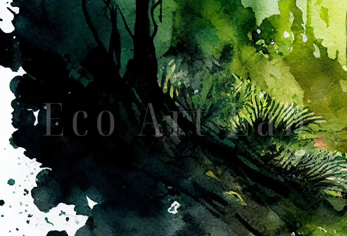 Green Forest Landscape Printable. Forest Trees Watercolor Painting Print. Printable Wall Art. Digital Art. Nature Decor. Forest View Art – Printable Wall Art