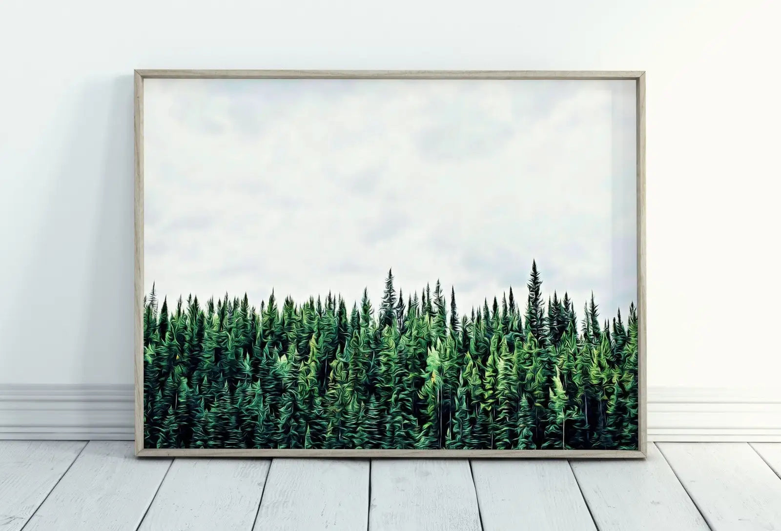 Included artwork preview showing first selection of artworks from Green Forest Print Nature Wall Art. Pine Trees Printable Photography. Forest Print, Modern Decor, Forest Photography, Green Forest Landscape.