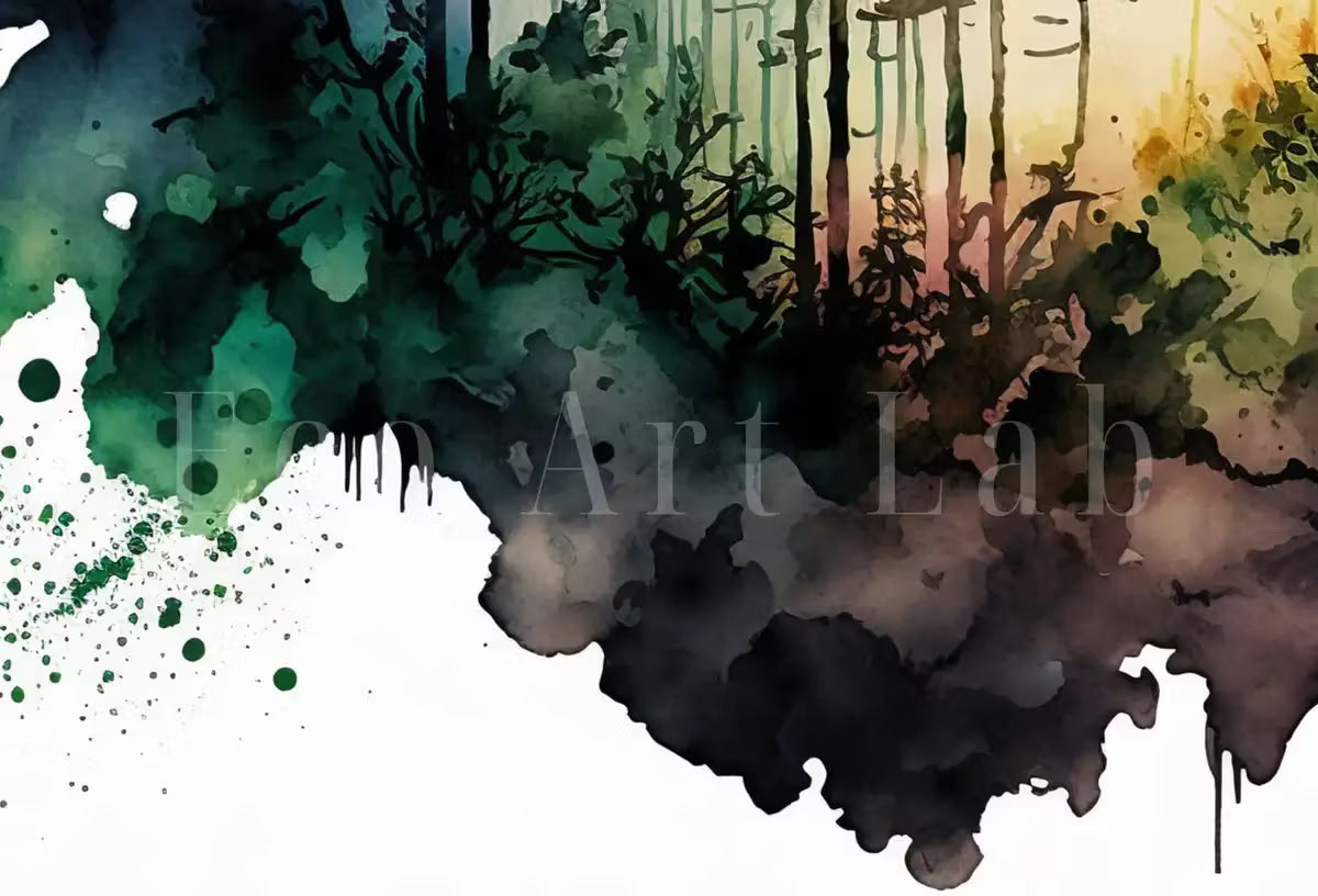 Green Forest Trees Painting Print. Printable Wall Art. Digital Art. Nature Decor. Watercolor Forest Landscape Printable. Mountain Forest Art – Printable Wall Art