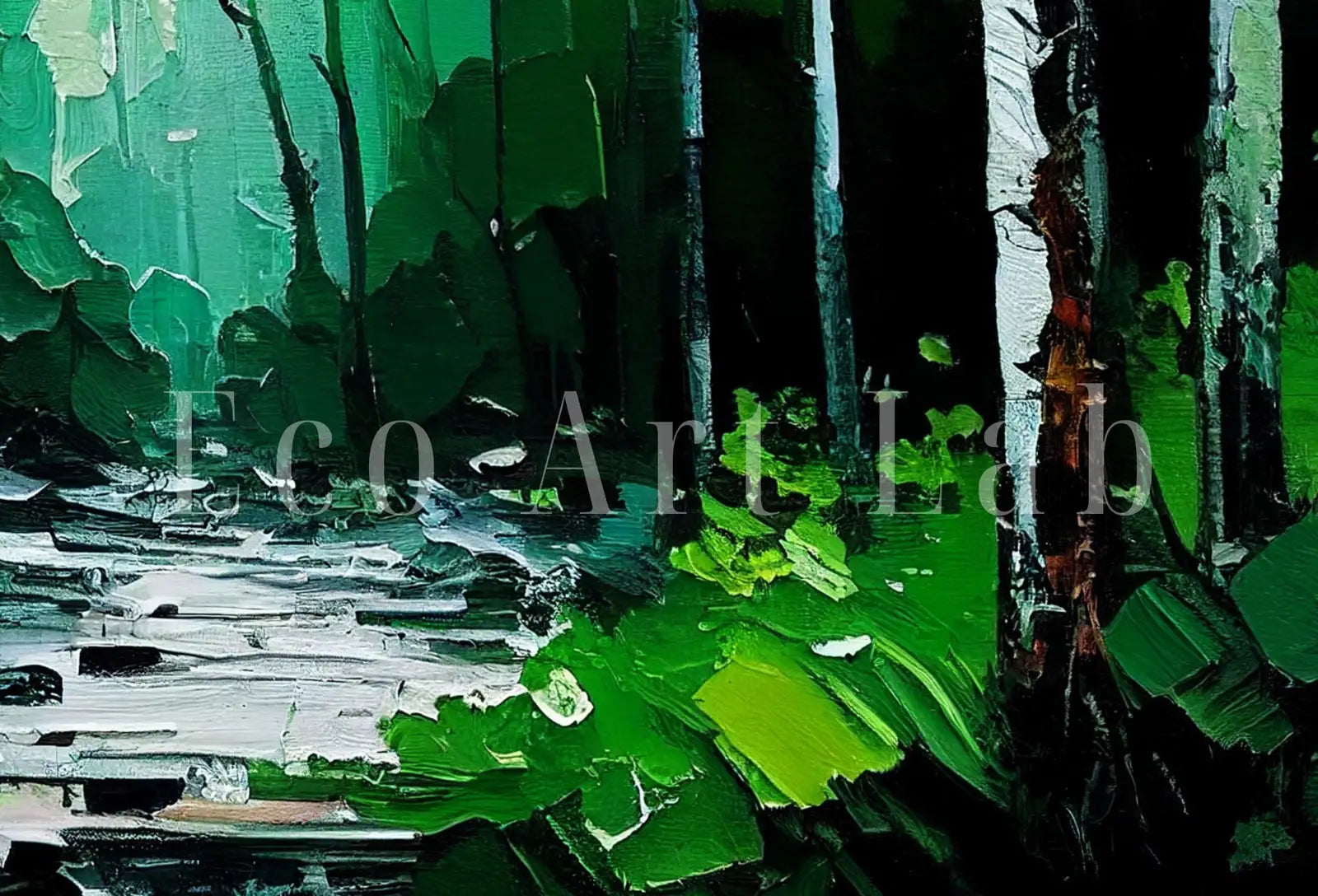 Second included artwork preview from Green Forest Trees Painting Print. Textured Forest Landscape Printable. Printable Wall Art. Digital Art. Nature Decor. Mountain Forest Art featuring various scenes.