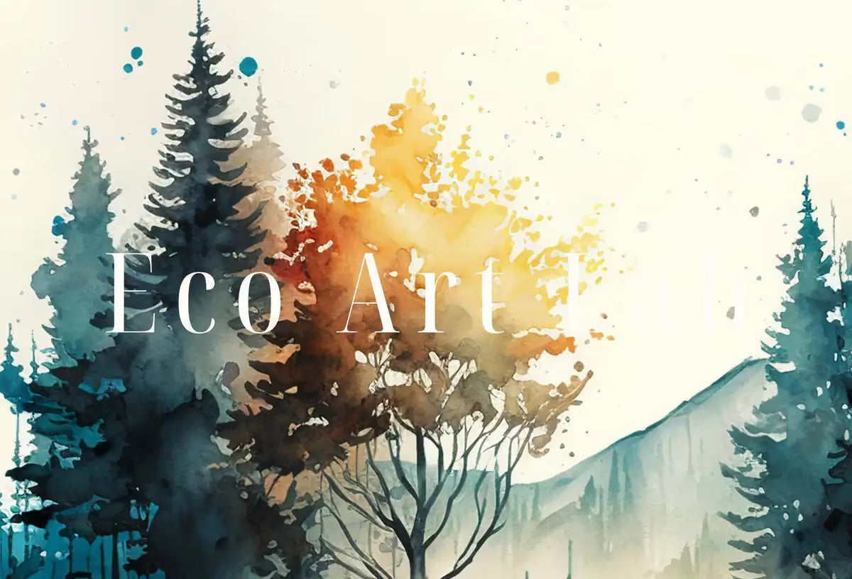 Green Forest Trees Painting Print. Watercolor Forest Landscape Printable. Printable Wall Art. Digital Art. Nature Decor. Mountain Forest Art – Printable Wall Art