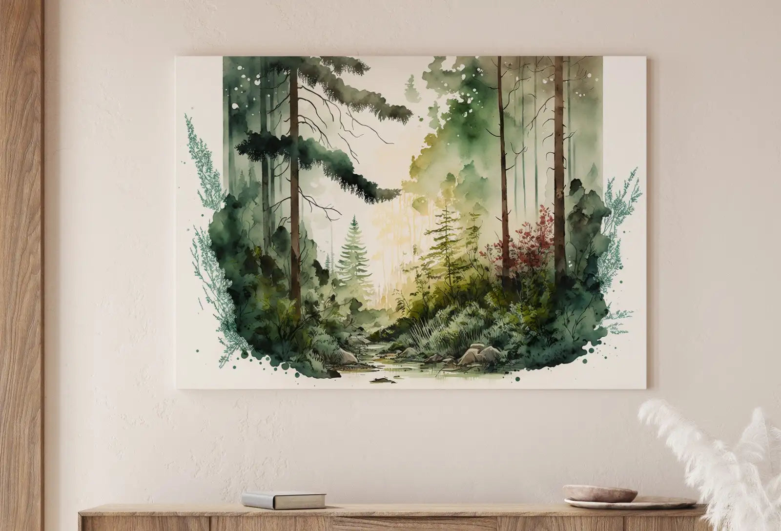 Second included artwork preview from Green Forest Trees & River Watercolor Painting Print. Forest Landscape Printable. Printable Wall Art. Digital Art. Nature Decor. Forest Art featuring various scenes.
