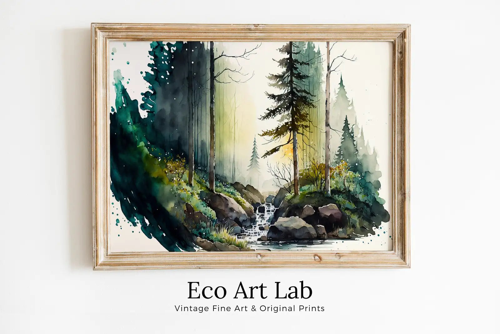 Included artwork preview showing first selection of artworks from Green Forest Trees Watercolor Painting Print. Forest & River Landscape Printable. Printable Wall Art. Digital Art. Nature Decor. Forest Art.