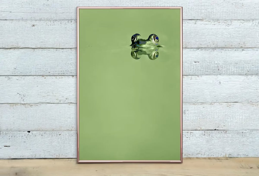 Green Frog Sitting in Pond Set of 2 Prints. Frog Art Print Instant Download Green Animal Printable Wall Art. 2 Piece Wall Art Home Decor – Printable Wall Art Set