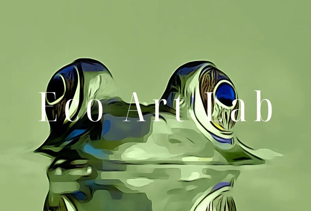 Detail view of artwork from Green Frog Sitting in Pond Wall Art Print. Frog Art Instant Download Green Animal Nursery Printable Art. Digital Painting Nursery Wall Art. (variation 1)