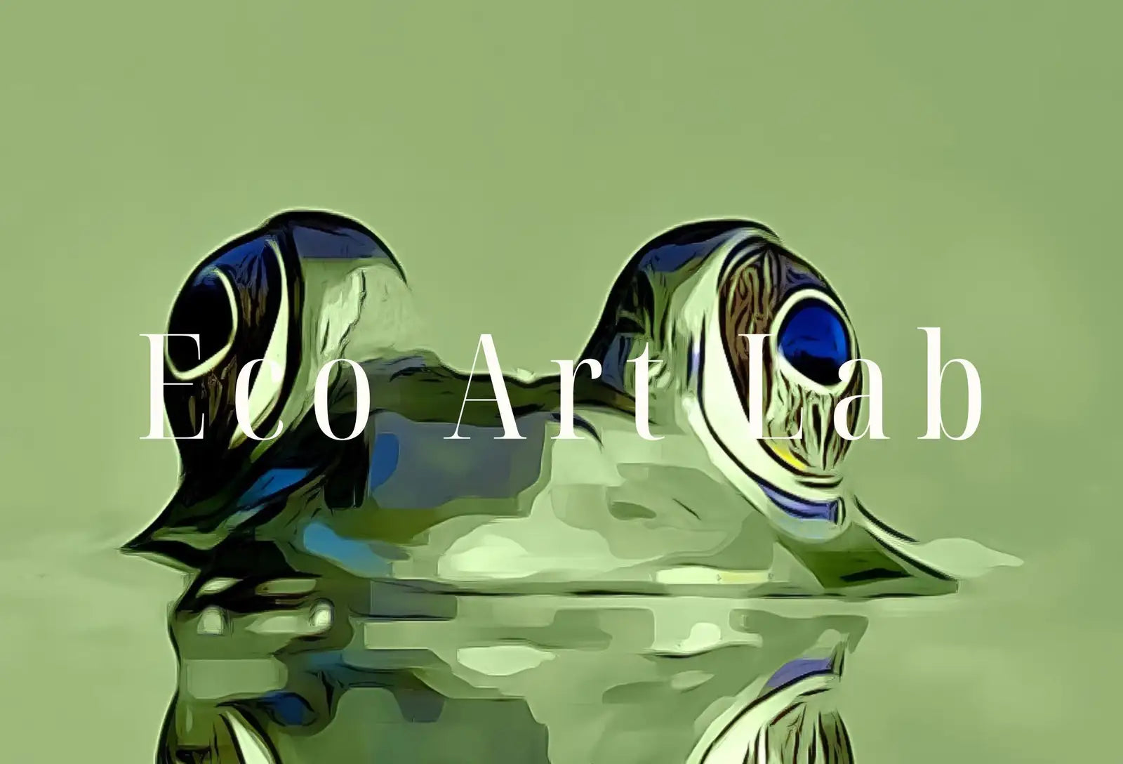 Detail view of artwork from Green Frog Sitting in Pond Wall Art Print. Frog Art Instant Download Green Animal Nursery Printable Art. Digital Painting Nursery Wall Art. (variation 1)