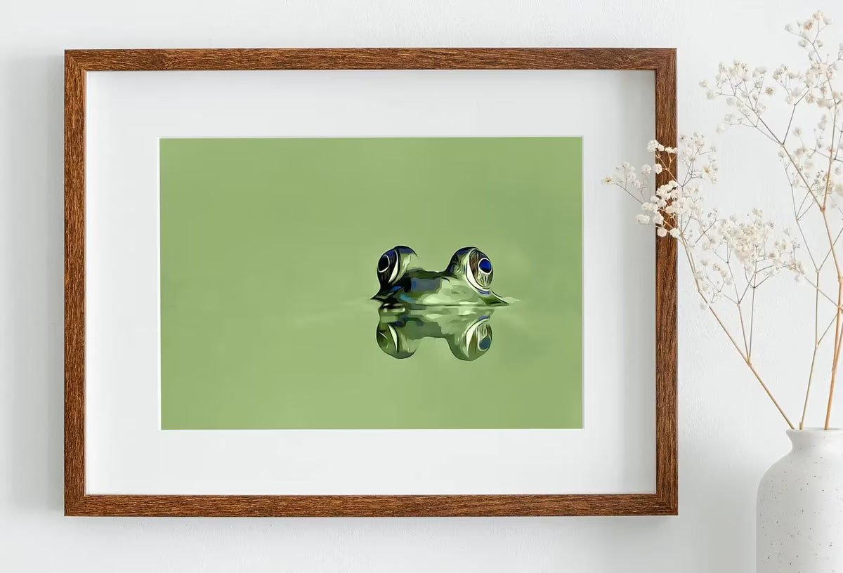 Green Frog Sitting in Pond Wall Art Print. Frog Art Instant Download Green Animal Nursery Printable Art. Digital Painting Nursery Wall Art – Printable Wall Art