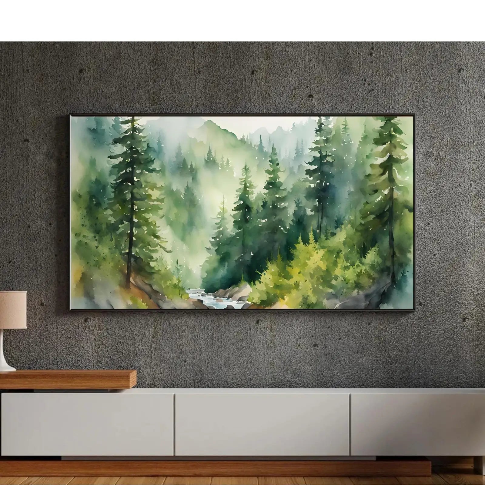 Green Mountain Forest Art I Nature Decor for Frame TV I Minimalist Scene 4K Artworks for Home Display – Frame TV Digital Download Art – Digital Download