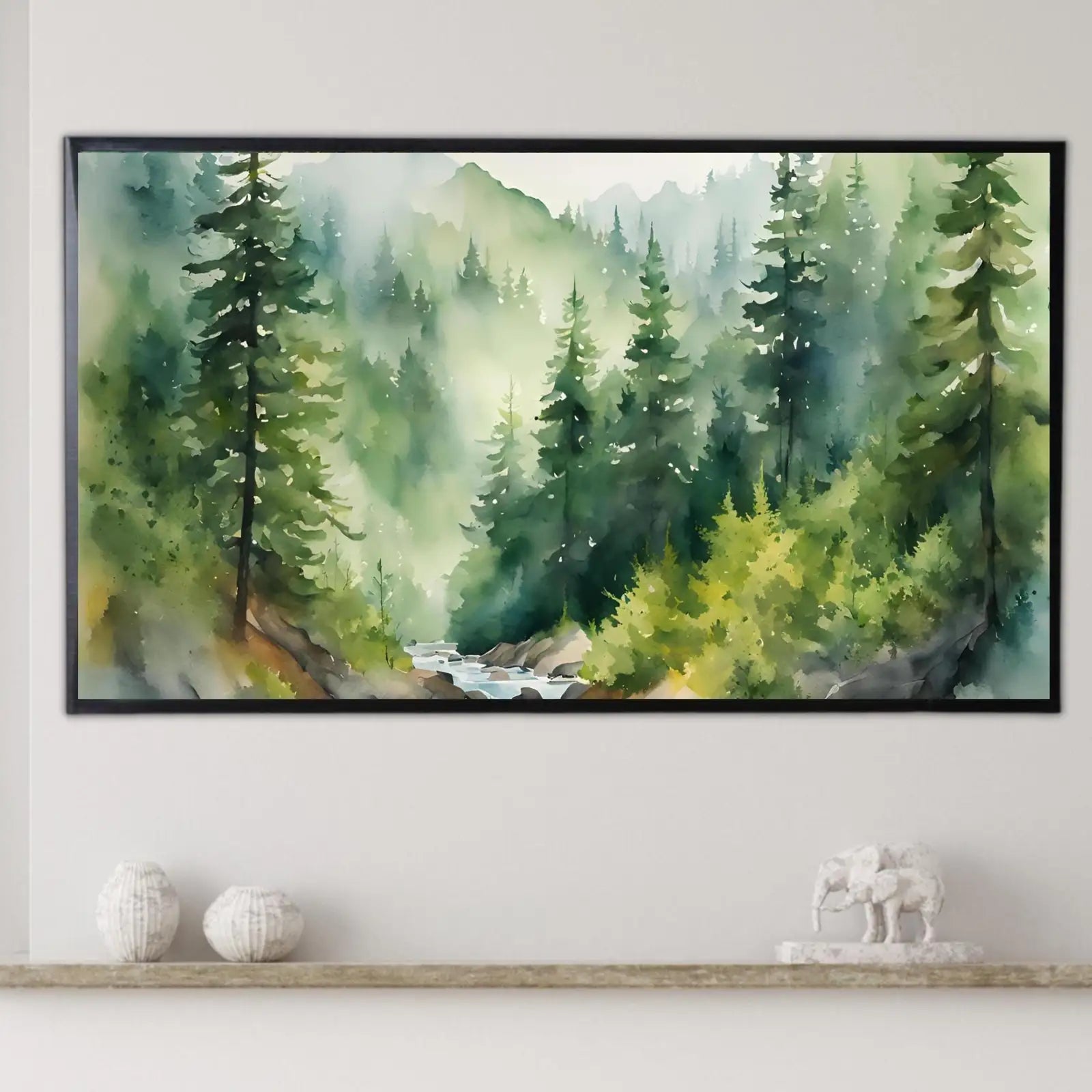 Green Mountain Forest Art I Nature Decor for Frame TV I Minimalist Scene 4K Artworks for Home Display – Frame TV Digital Download Art – Digital Download