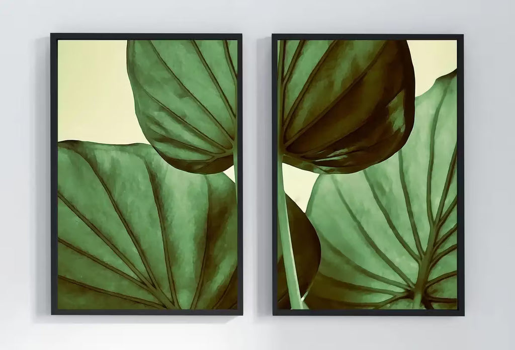 Green Tropical Leaf Set of 2 Prints. Leaf Painting Instant Download Printable Wall Art. Tropical Home Decor 2 Piece Wall Art – Printable Wall Art Set