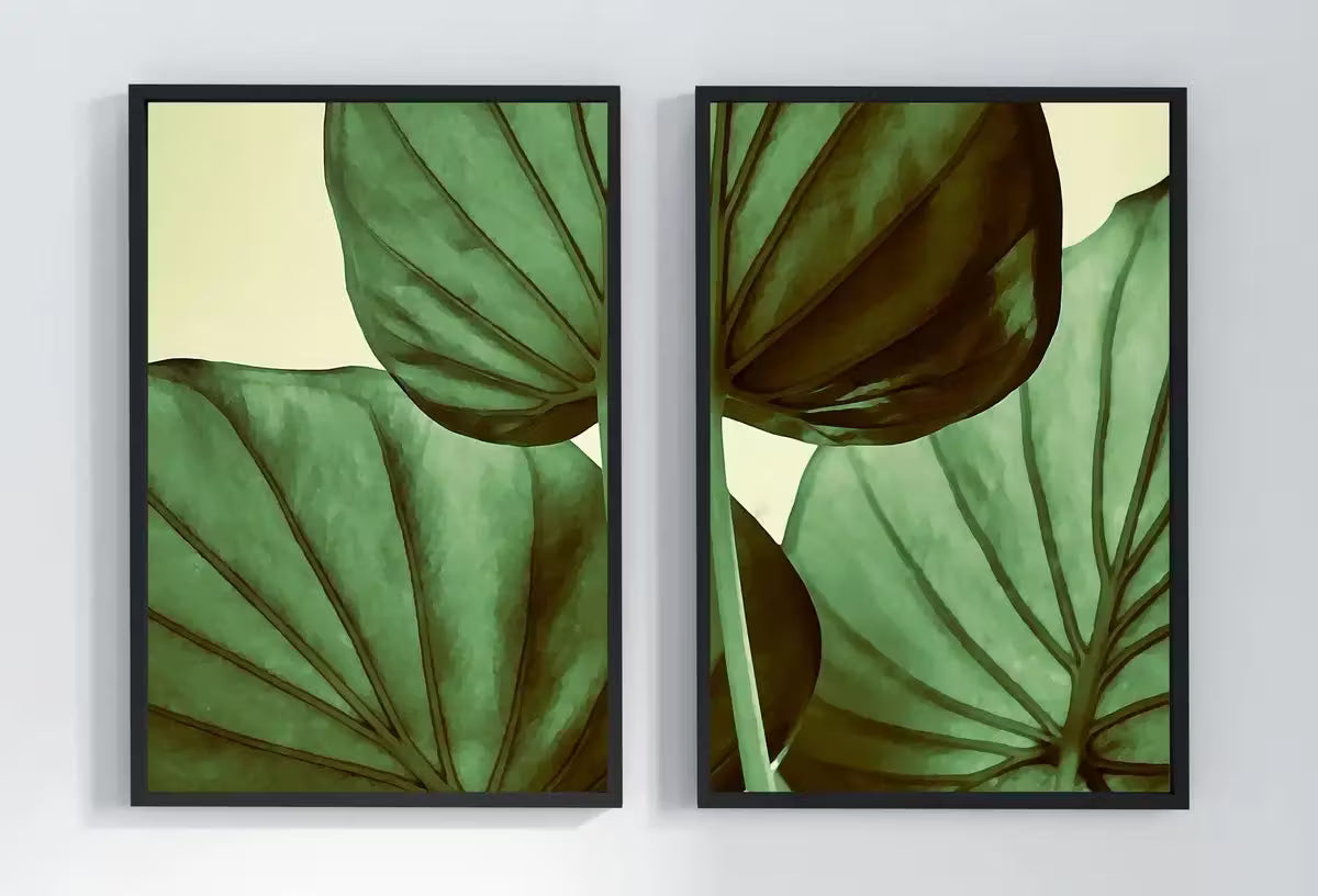 Green Tropical Leaf Set of 2 Prints. Leaf Painting Instant Download Printable Wall Art. Tropical Home Decor 2 Piece Wall Art – Printable Wall Art Set