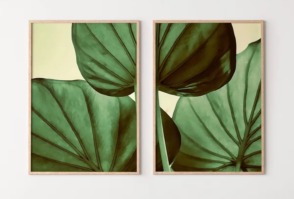 Green Tropical Leaf Set of 2 Prints. Leaf Painting Instant Download Printable Wall Art. Tropical Home Decor 2 Piece Wall Art – Printable Wall Art Set